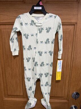 Carter's Child of Mine Frog Print Footed Sleeper 18M